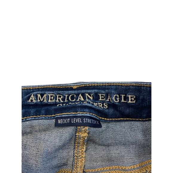 American Eagle Jean Shorts Womens 6 Blue High Rise Shortie Cut Off Boho Hippie - Picture 5 of 11